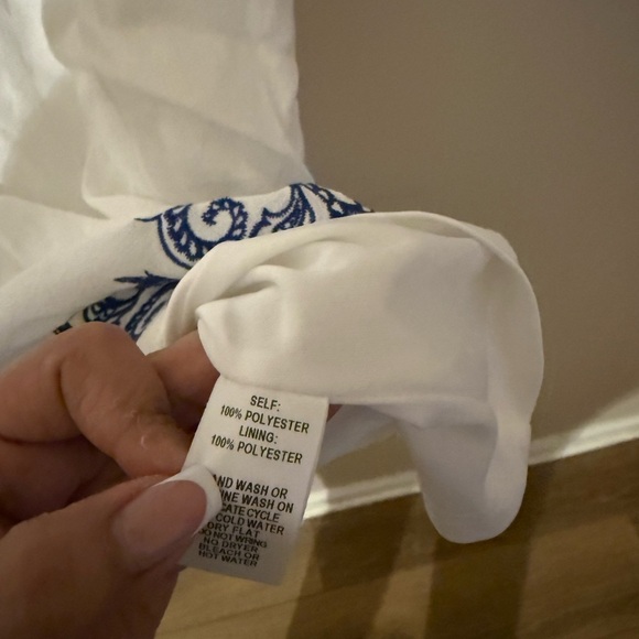 Lulus Tale to Tell Blue and Ivory Embroidered Shift Dress M - Picture 4 of 5